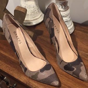 Camo pointed toe heels
